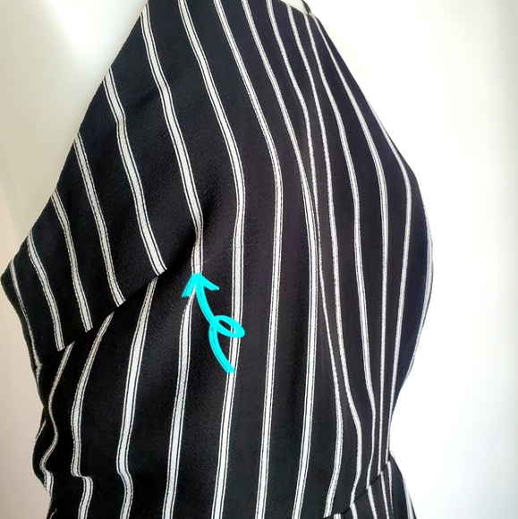 ASTR | Culotte Jumpsuit Suit Black / White Striped Small - Picture 10 of 11